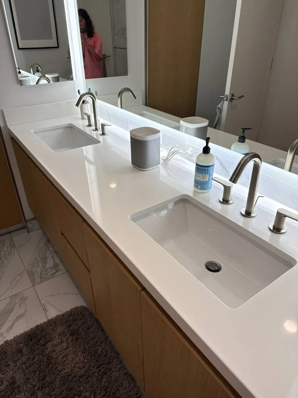 Bathroom vanity after cleaning