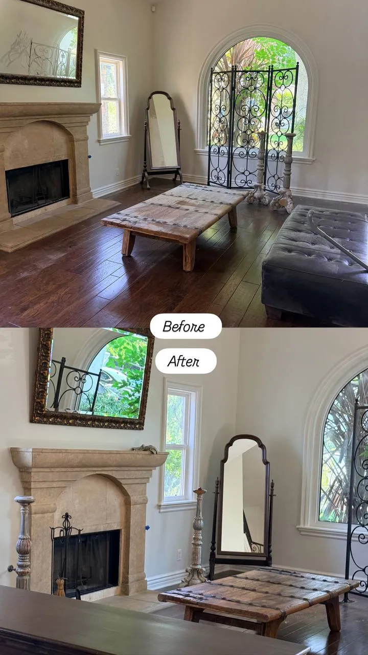 Dining area before and after cleaning