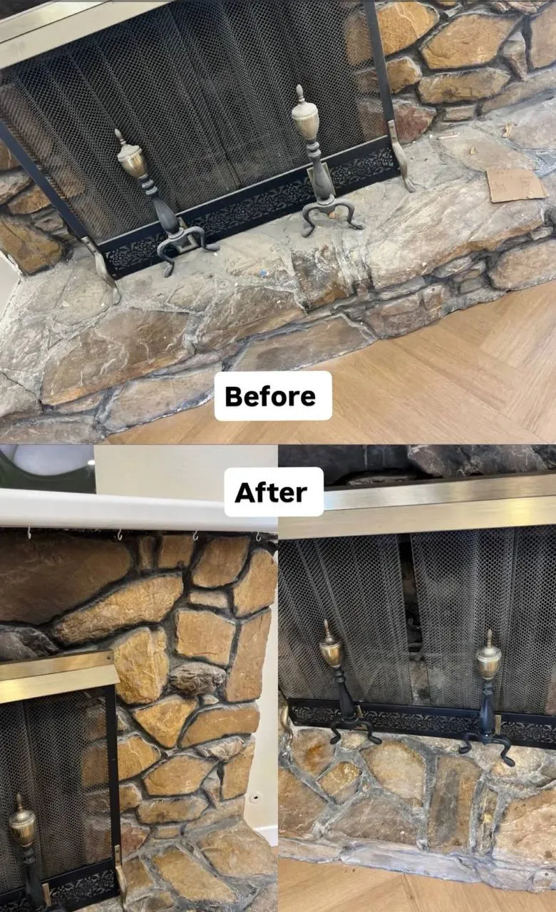 Fireplace before and after cleaning