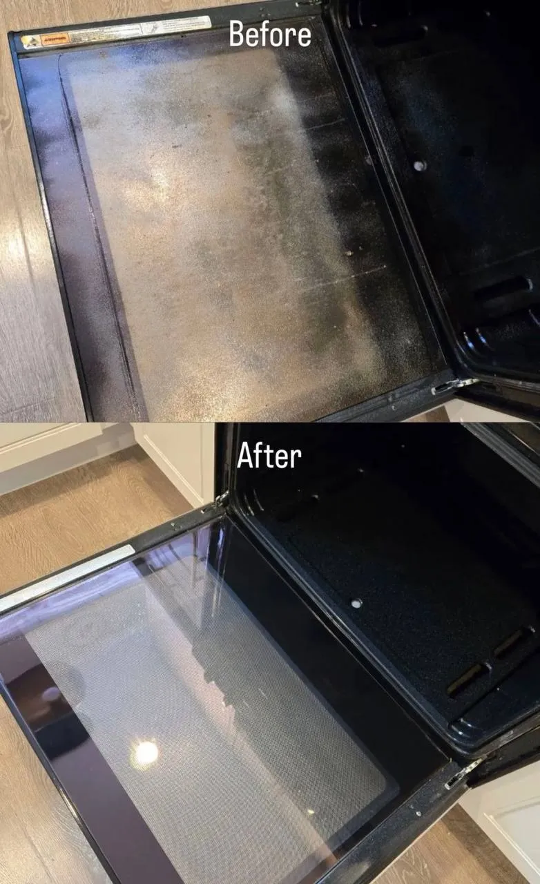 Shower glass before and after cleaning